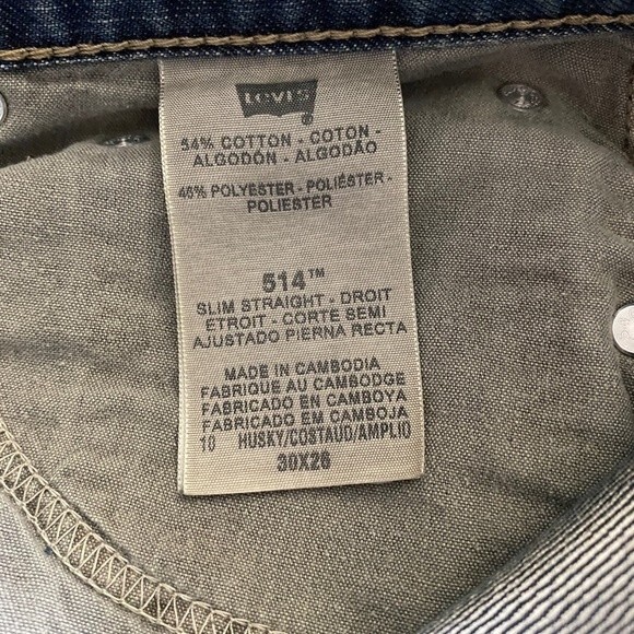 Levi’s 514 Slim Straight Jeans Boys' 30x26/10 Husky - Picture 7 of 10